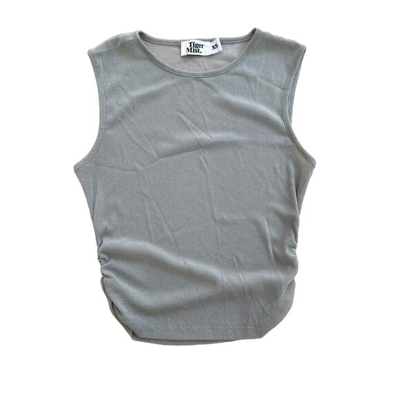 Tiger Mist - Round Neck Sleeveless Semi Sheer Tank in Gray - Picture 1 of 4